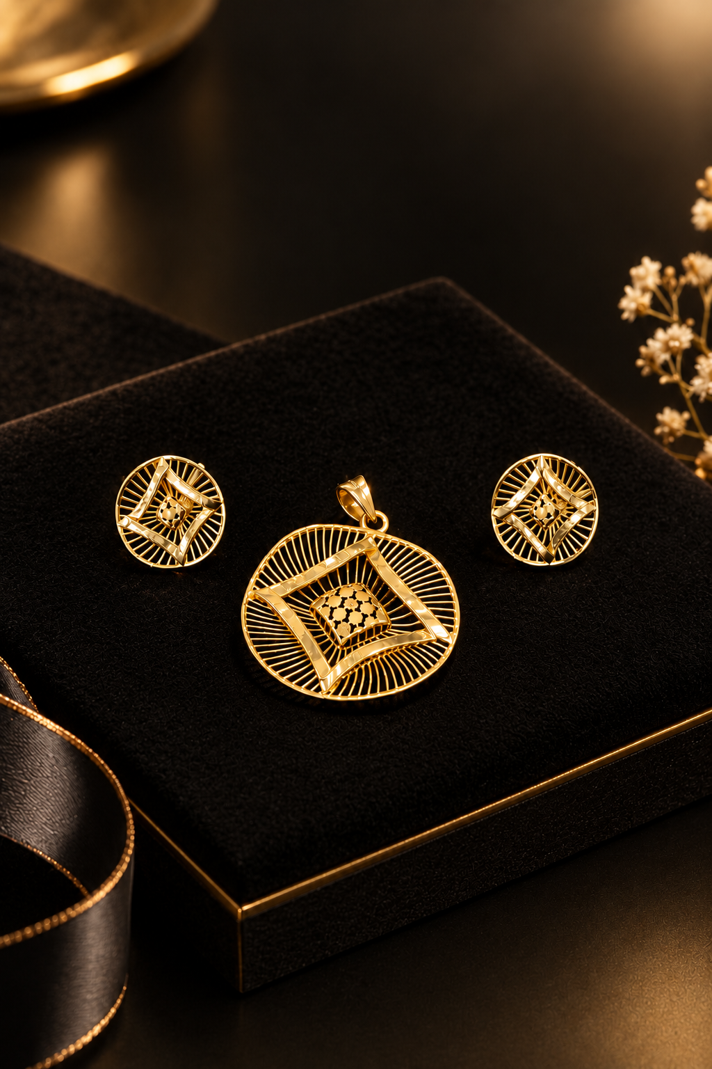 Imperial Emerald & Diamond Accent Pendant Set
